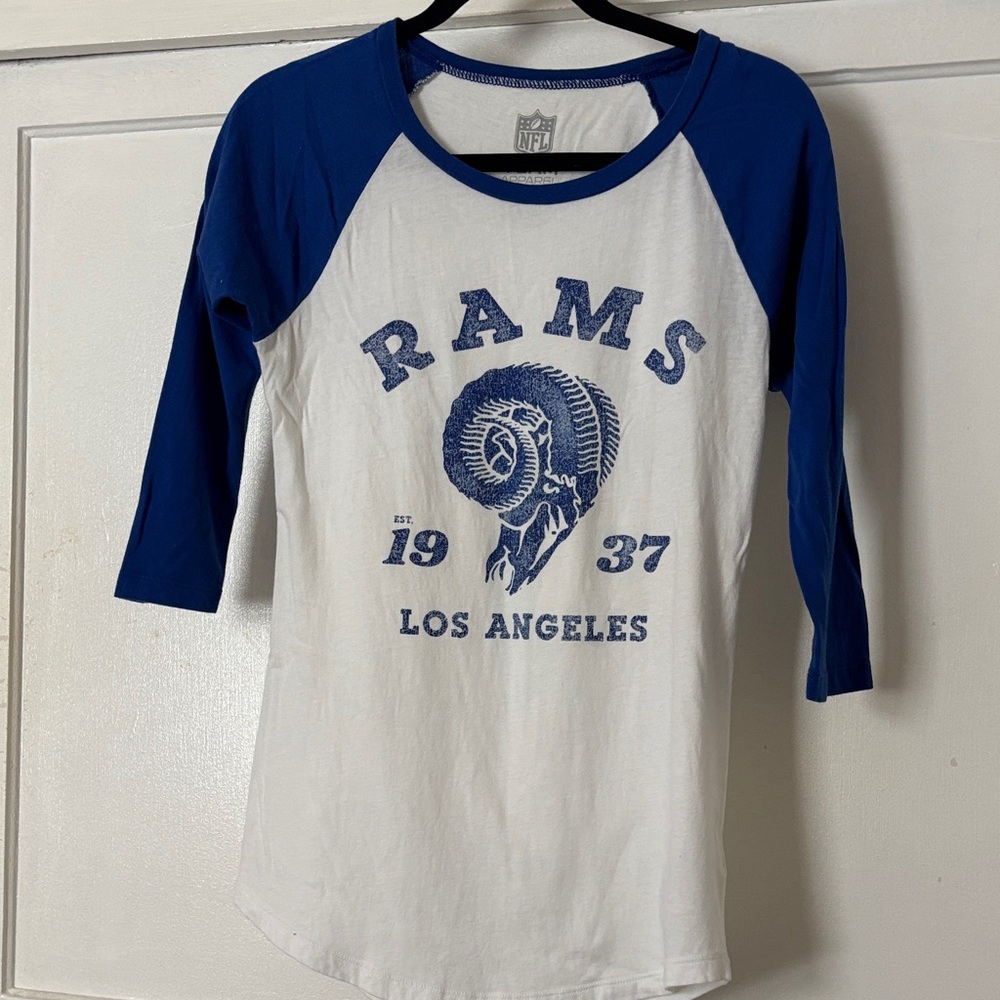Los Angeles Rams Blue and White Raglan Tee